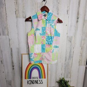 Lilly Pulitzer Patchwork Sleeveless Blouse size 6